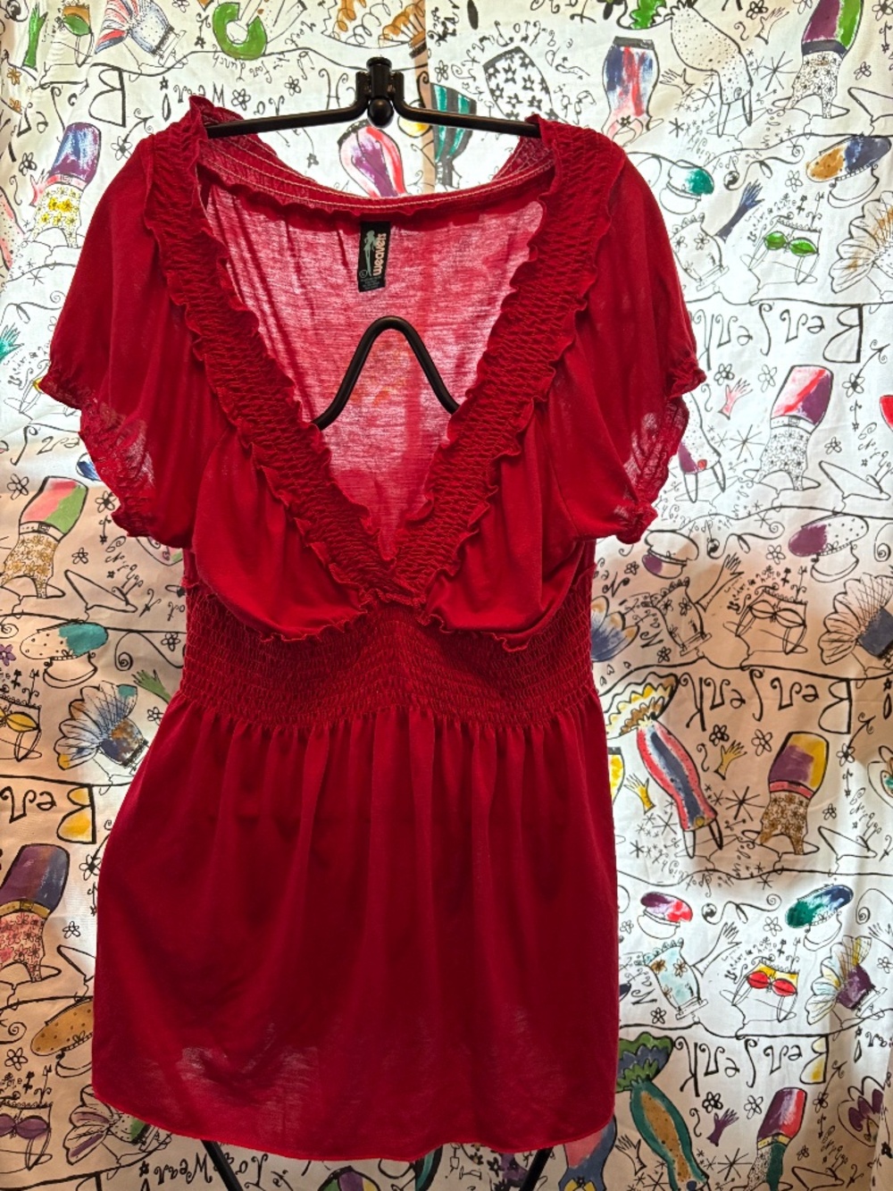 Weavers poly/ rayon peasant style top